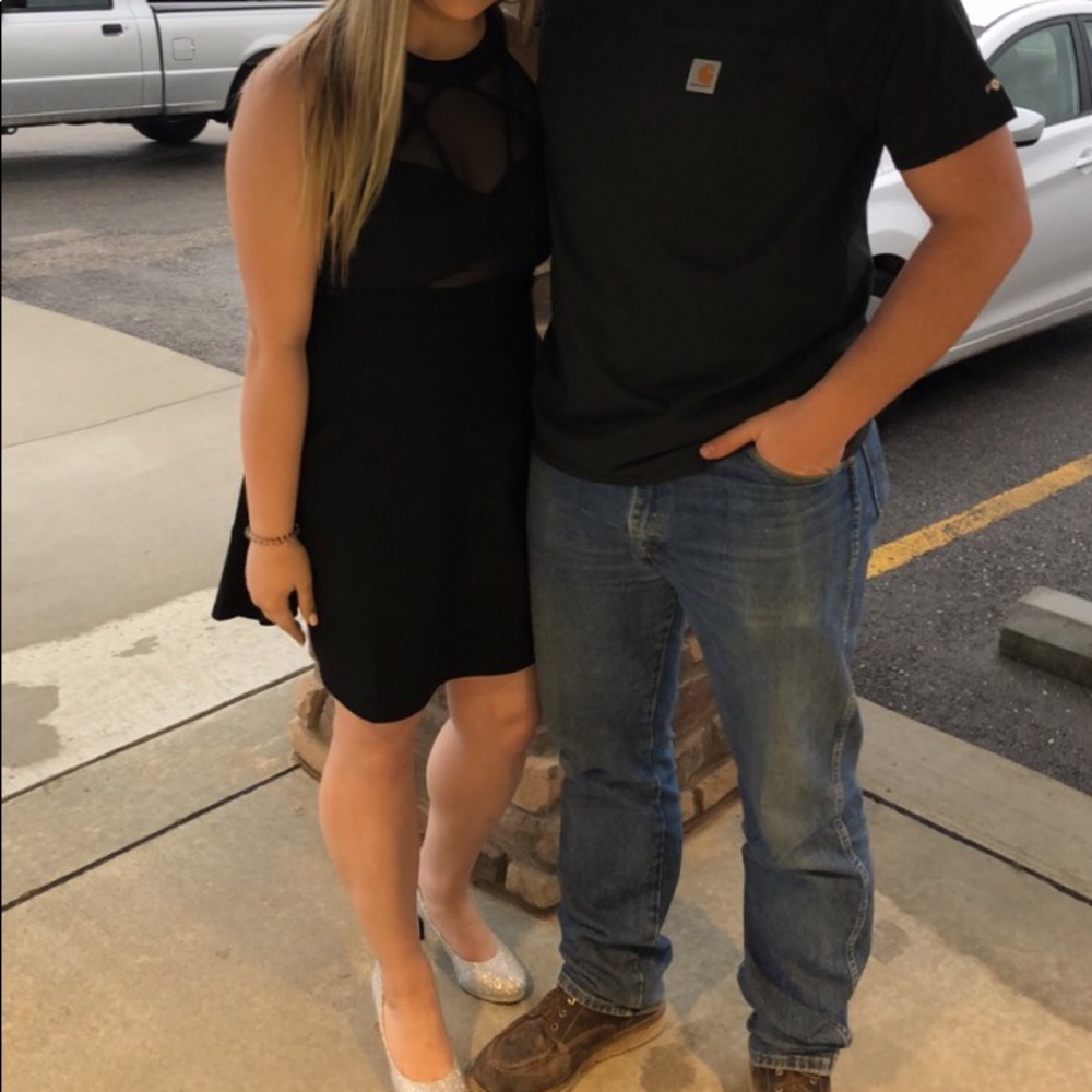 Black Cloth w/ Mesh Detailed Dress